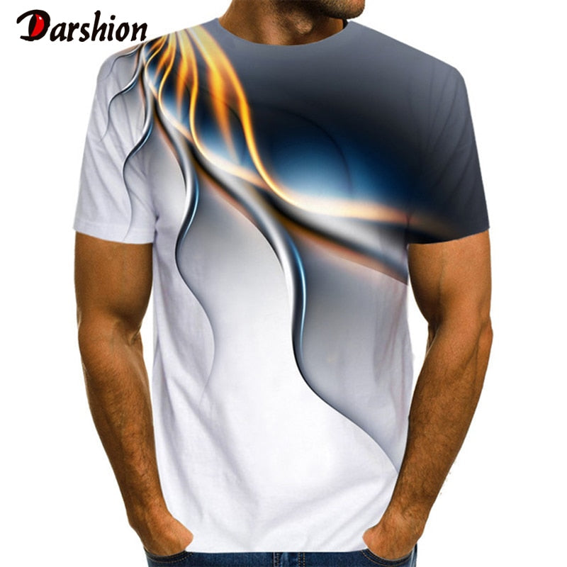 Popular Men Tshirt Short Sleeve 3D Printed Lightning T-shirt Uniquely Raindrop T-shirt Loose O-neck Summer Men’s Clothes