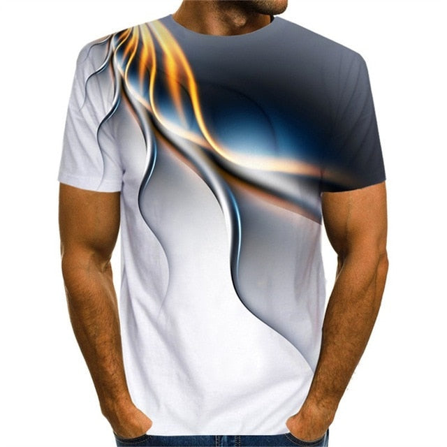 Popular Men Tshirt Short Sleeve 3D Printed Lightning T-shirt Uniquely Raindrop T-shirt Loose O-neck Summer Men’s Clothes