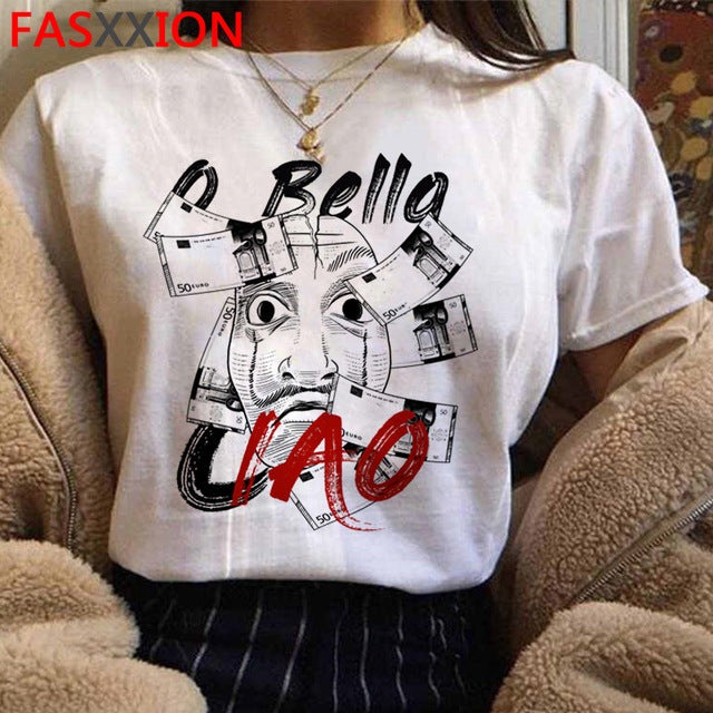 Money Heist The House of Paper Print Tshirts Men La Casa De Papel Harajuku T-shirt Summer Bella Ciao T Shirt Cool Top Tees Male