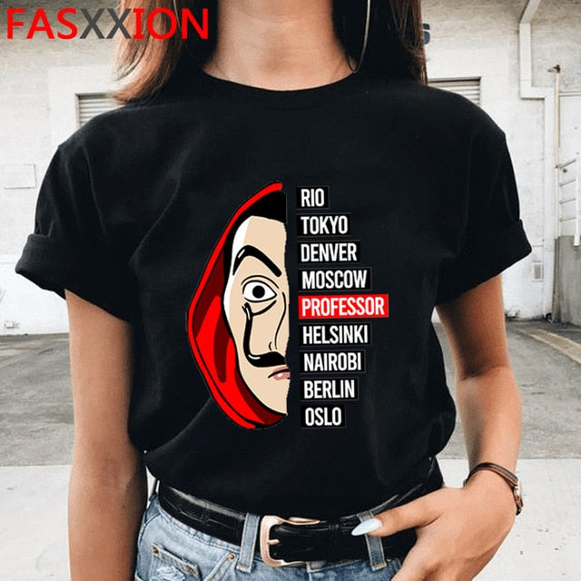 Money Heist The House of Paper Print Tshirts Men La Casa De Papel Harajuku T-shirt Summer Bella Ciao T Shirt Cool Top Tees Male