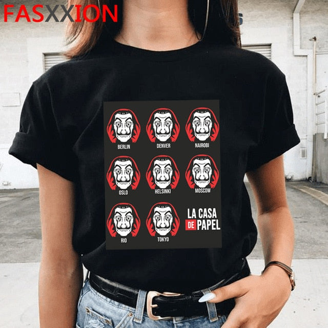 Money Heist The House of Paper Print Tshirts Men La Casa De Papel Harajuku T-shirt Summer Bella Ciao T Shirt Cool Top Tees Male