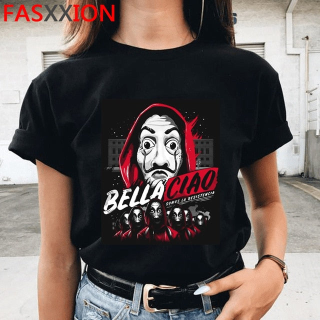 Money Heist The House of Paper Print Tshirts Men La Casa De Papel Harajuku T-shirt Summer Bella Ciao T Shirt Cool Top Tees Male