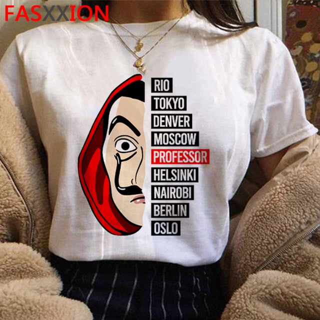 Money Heist The House of Paper Print Tshirts Men La Casa De Papel Harajuku T-shirt Summer Bella Ciao T Shirt Cool Top Tees Male