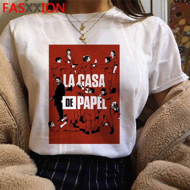 Money Heist The House of Paper Print Tshirts Men La Casa De Papel Harajuku T-shirt Summer Bella Ciao T Shirt Cool Top Tees Male