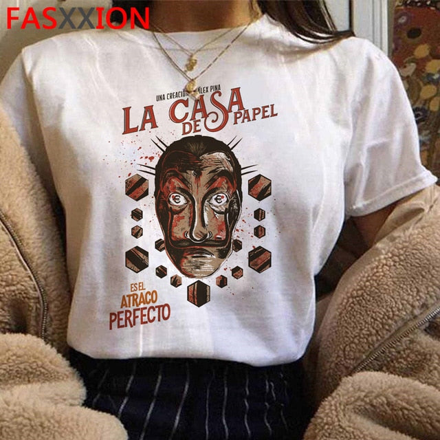 Money Heist The House of Paper Print Tshirts Men La Casa De Papel Harajuku T-shirt Summer Bella Ciao T Shirt Cool Top Tees Male