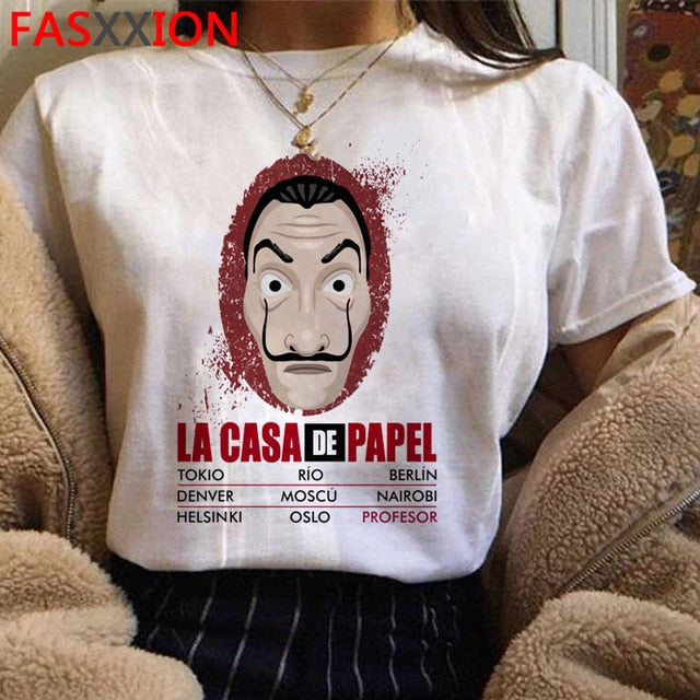 Money Heist The House of Paper Print Tshirts Men La Casa De Papel Harajuku T-shirt Summer Bella Ciao T Shirt Cool Top Tees Male