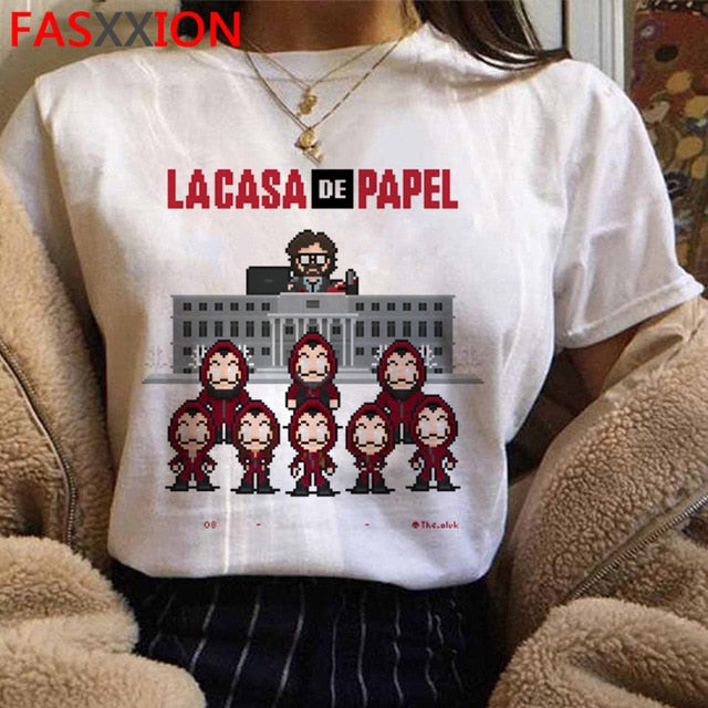 Money Heist The House of Paper Print Tshirts Men La Casa De Papel Harajuku T-shirt Summer Bella Ciao T Shirt Cool Top Tees Male