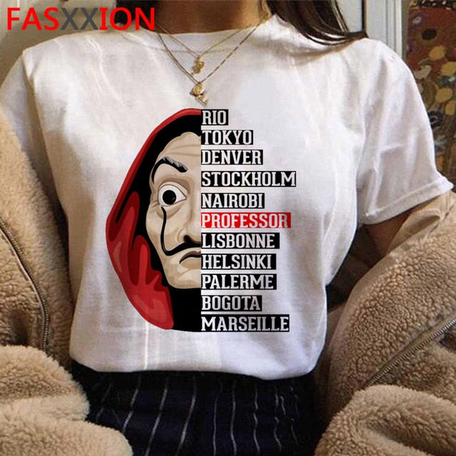 Money Heist The House of Paper Print Tshirts Men La Casa De Papel Harajuku T-shirt Summer Bella Ciao T Shirt Cool Top Tees Male