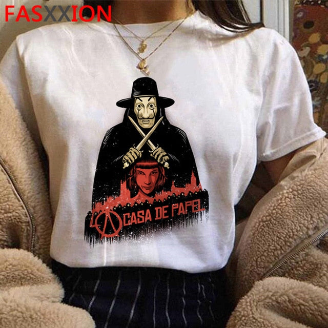 Money Heist The House of Paper Print Tshirts Men La Casa De Papel Harajuku T-shirt Summer Bella Ciao T Shirt Cool Top Tees Male